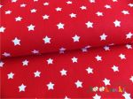 Bawełna 50cm x 150cm - Białe gwiazdki na czerwonym tle