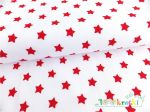 Bawełna 50cm x 150cm - Czerwone gwiazdki na białym tle