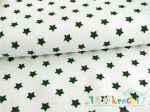 Bawełna 50cm x 150cm - Zielone gwiazdki na białym tle