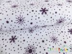 Bawełna 50cm x 150cm - Fioletowe gwiazdki na białym tle