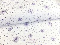 Bawełna 50cm x 150cm - Fioletowo - brokatowe gwiazdki na białym tle
