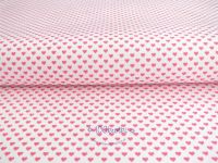 Bawełna 50cm-150cm-Różowe serduszka na białym tle