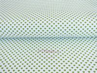 Bawełna 50cm-150cm - Zielone serduszka na białym tle