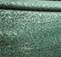 Bawełna 50cm x 140cm - złote,brokatowe ornamenty na zielonym  tle